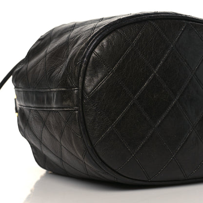 Chanel Lambskin Diamond Stitched CC Drawstring Shoulder Bag Black 8 of 13