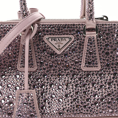 Prada Satin Crystal Mini Galleria Double Zip Tote Alabastro 7 of 7