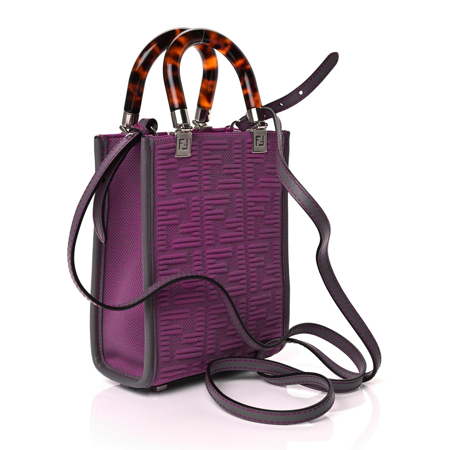 Technical Fabric Vitello Ceylon Plexiglass FF Mini  Sunshine Shopper Tote Pink Bouganville