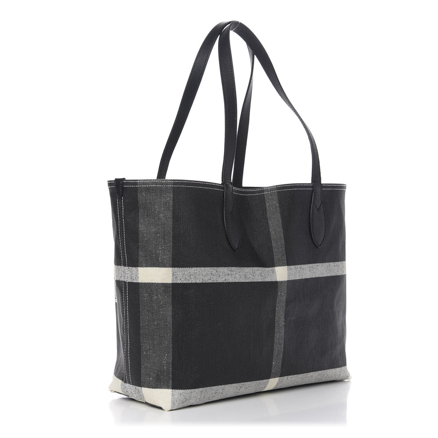 Coated Canvas Mega Check Medium Doodle Tote Black White