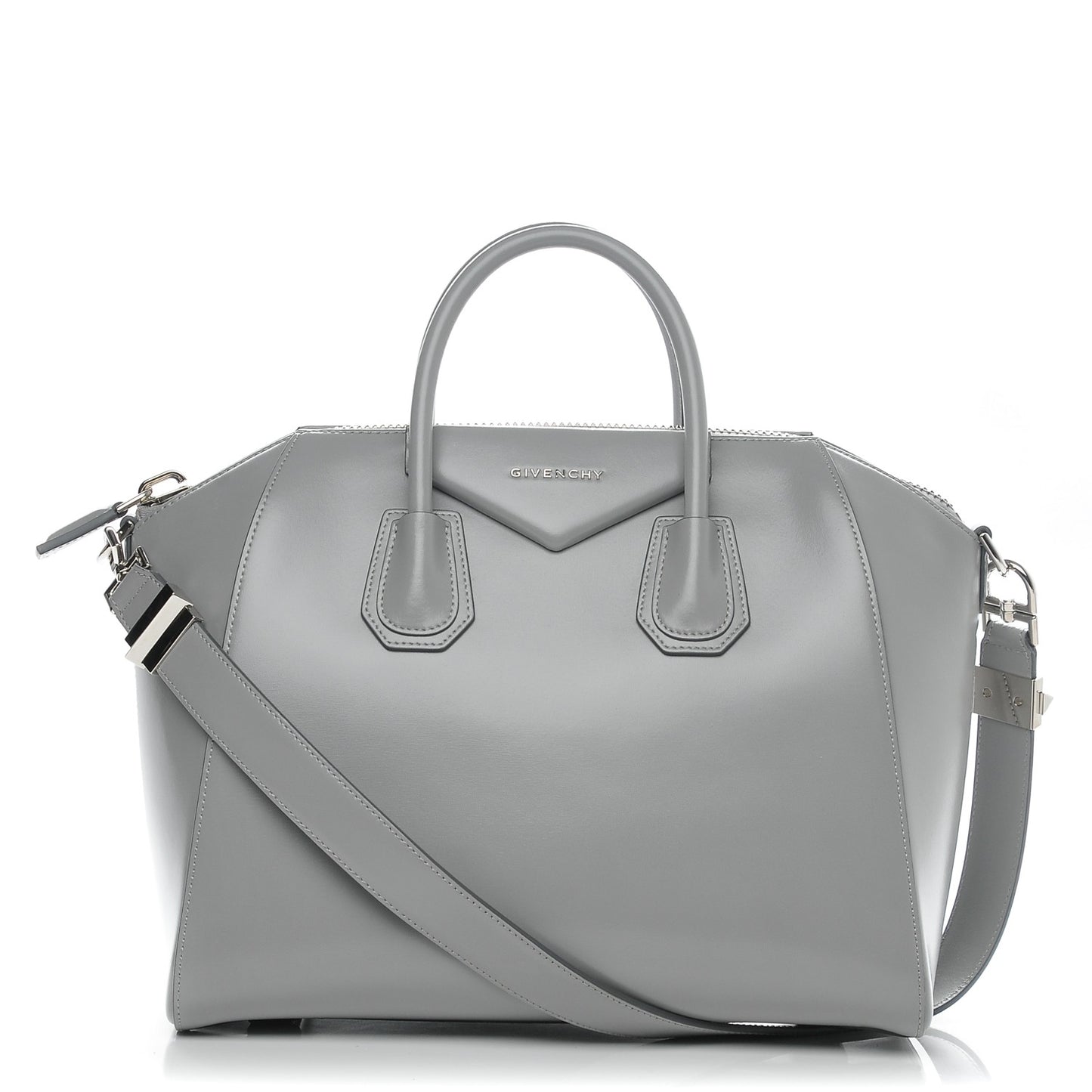 Shiny Lord Calfskin Medium Antigona Pearl Grey