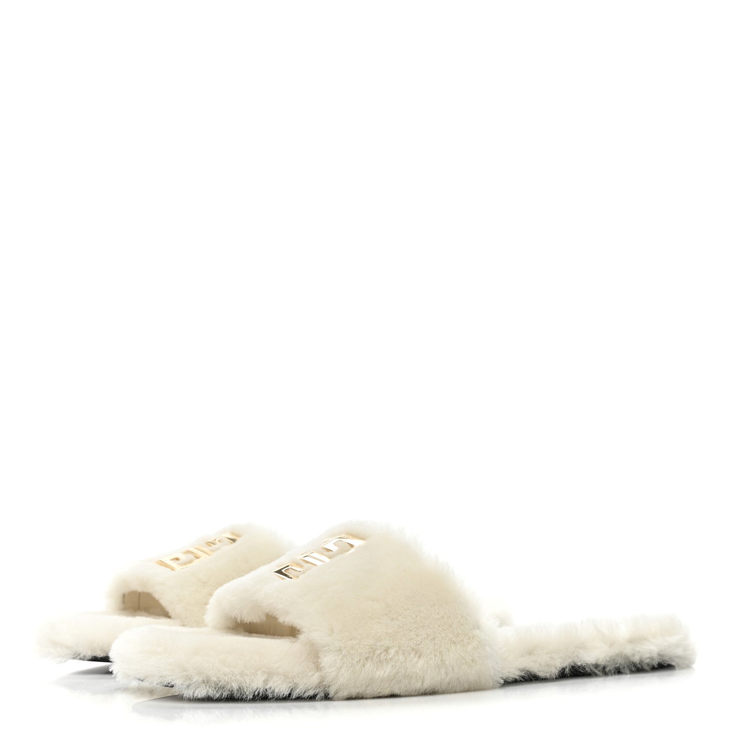 Shearling 4G Logo Mule Slide Sandals 41 Ivory