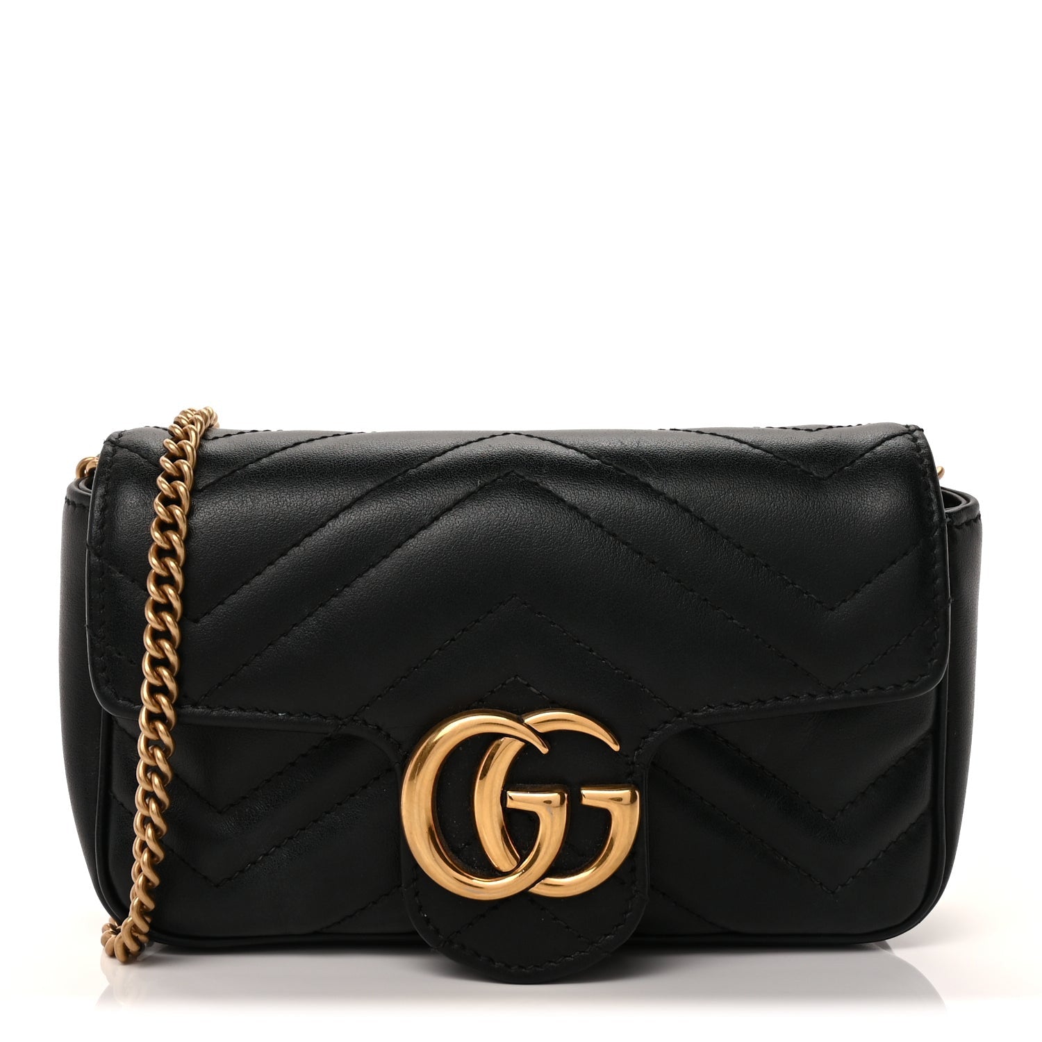 Gucci Calfskin Matelasse Super Mini GG Marmont Shoulder Bag  Black 1 of 8