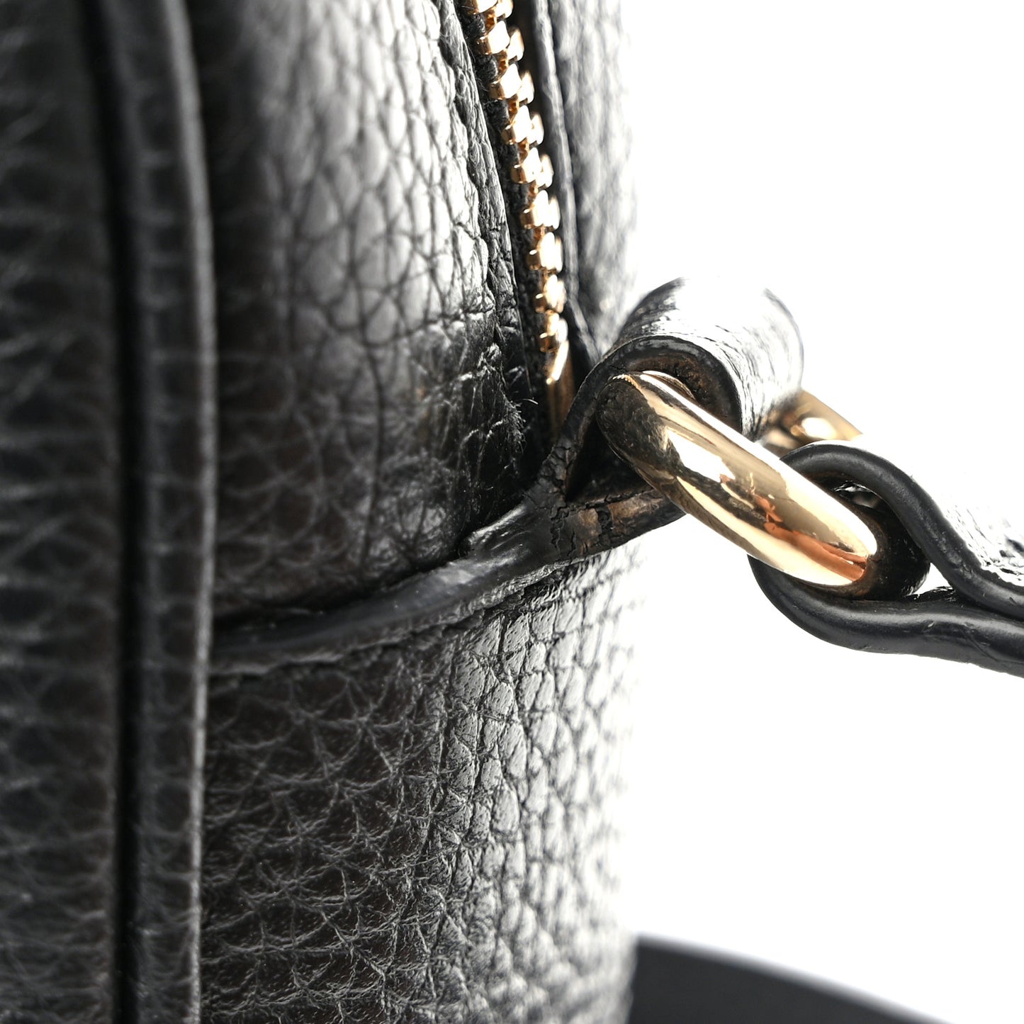 Pebbled Calfskin Small Soho Disco Bag Black