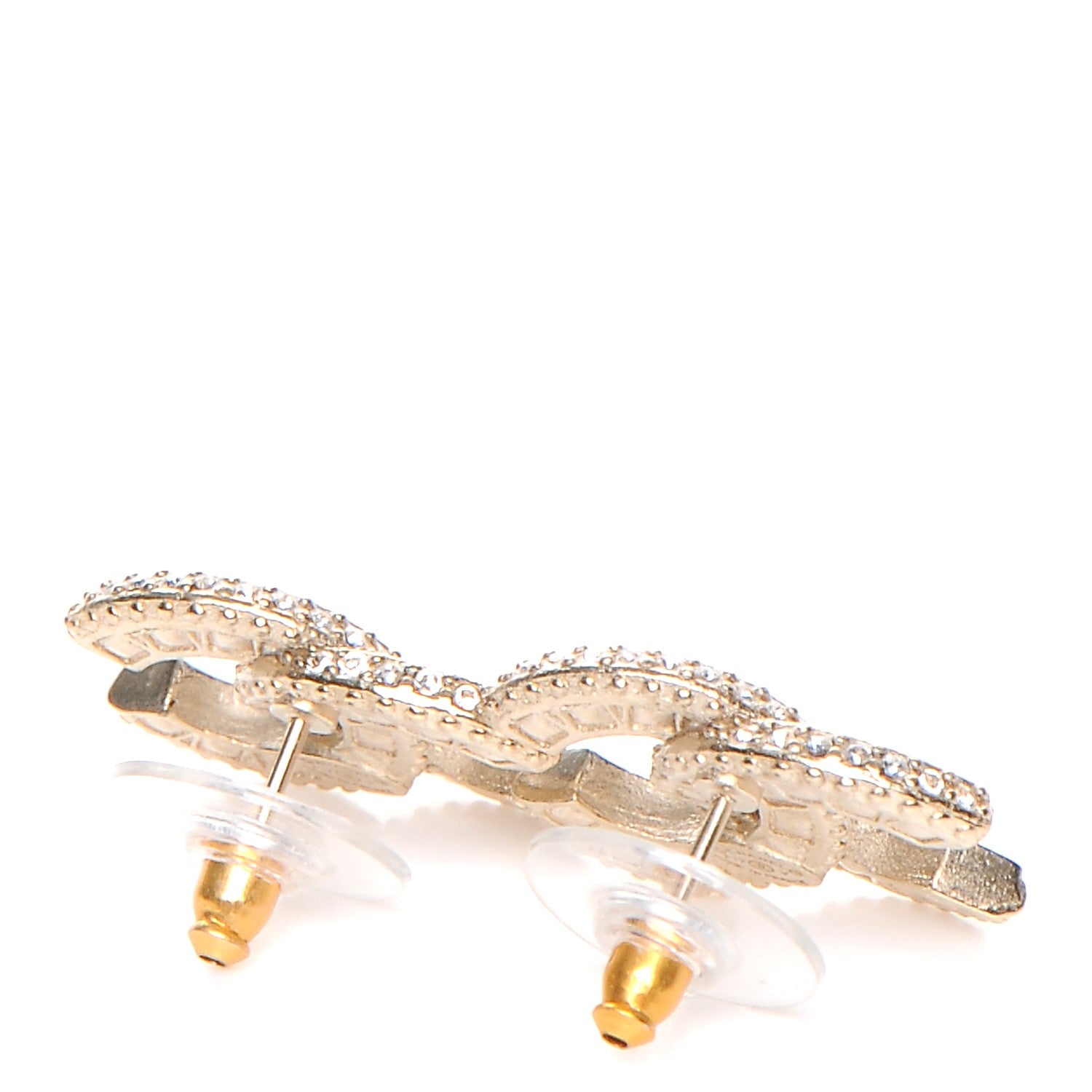 Chanel Crystal CC Earrings Gold 5 of 6