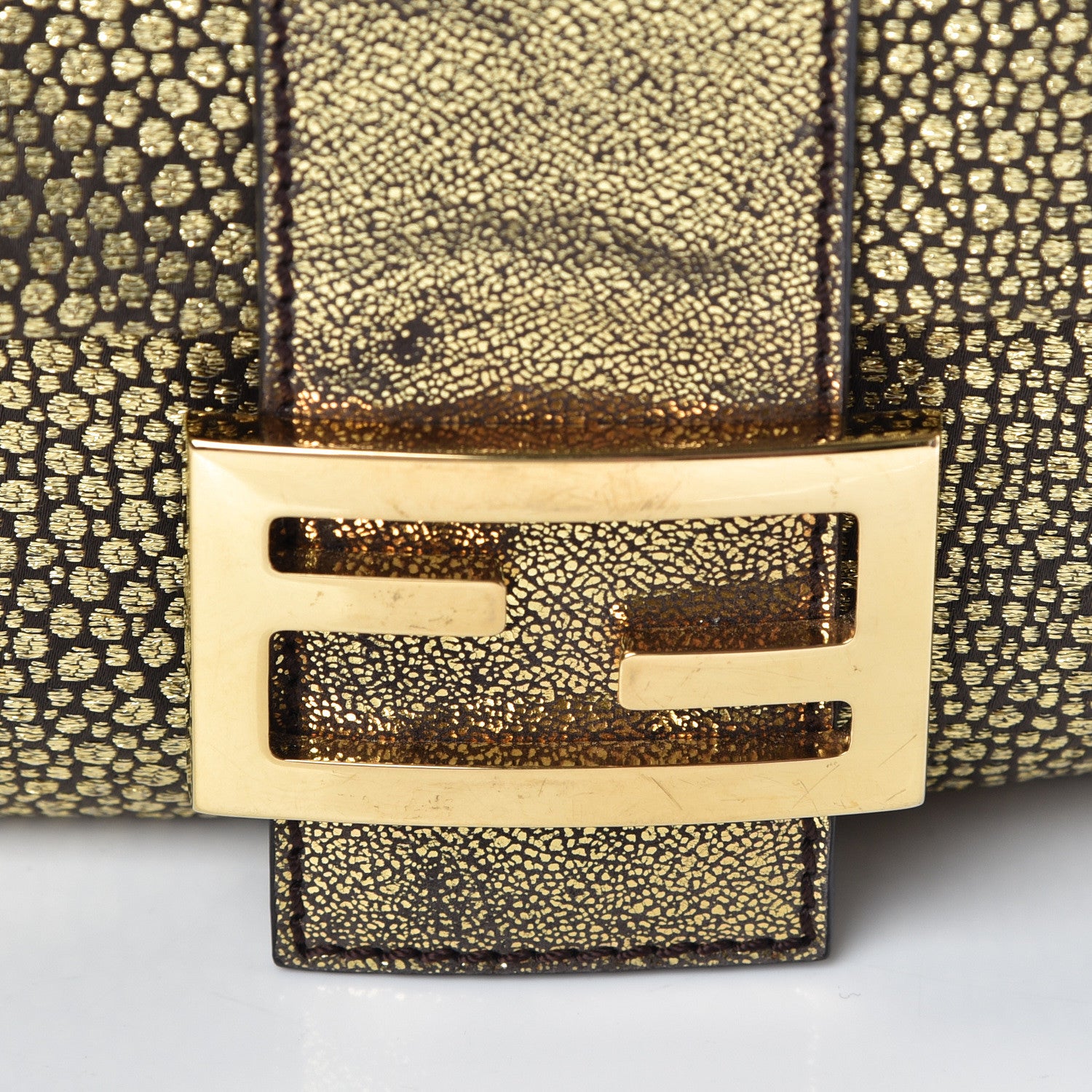 Fendi Metallic Canvas Baguette Gold 10 of 10