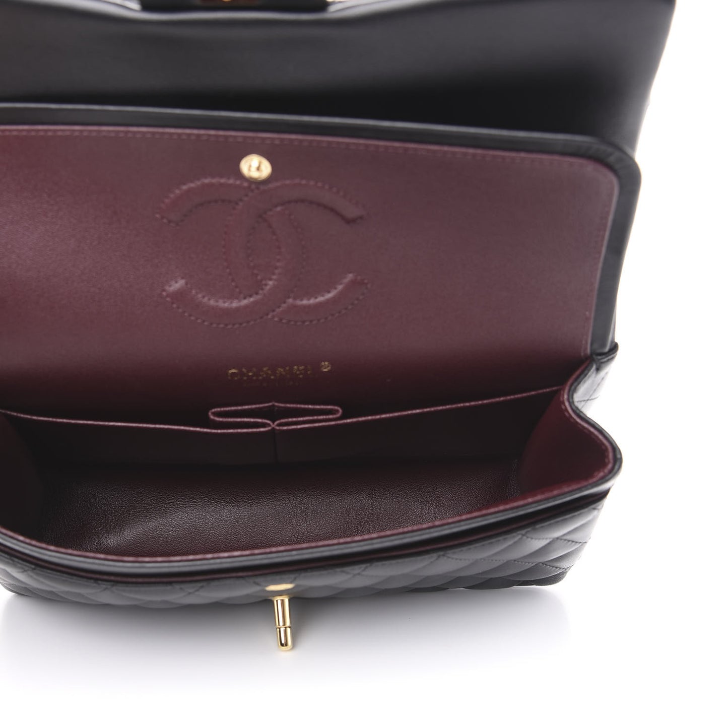 Lambskin Quilted Medium Double Flap Black