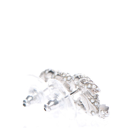 Chanel Pearl Crystal CC Twisted Earrings Grey 3 of 5