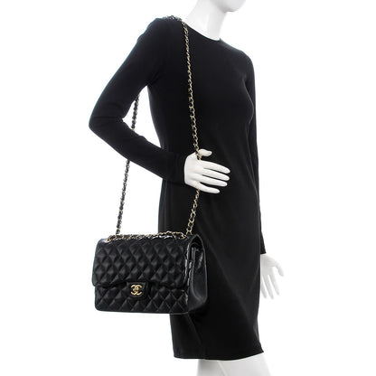 Chanel Lambskin Quilted Jumbo Double Flap Black 2 of 9