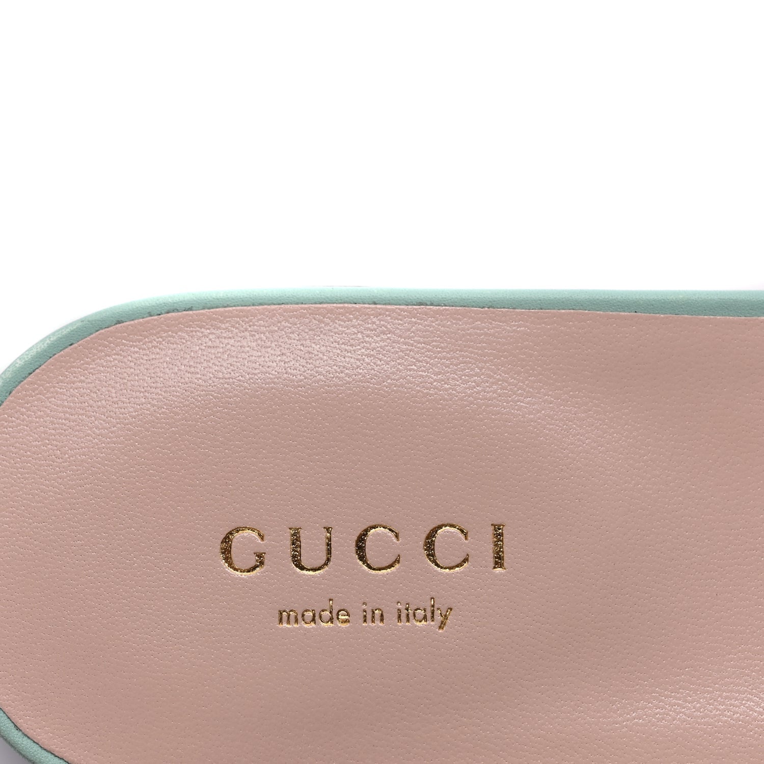 Gucci Cosmos Softy Calfskin Interlocking G Cut Out Slide Sandals 36.5 Light Pastel Green 6 of 9