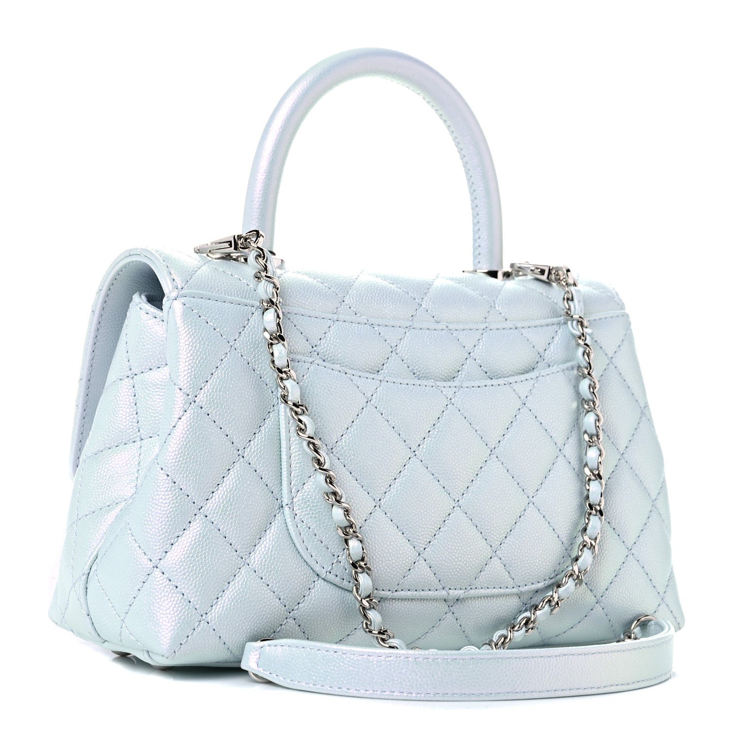 Chanel Iridescent Caviar Quilted Mini Coco Handle Flap Light Blue 3 of 10