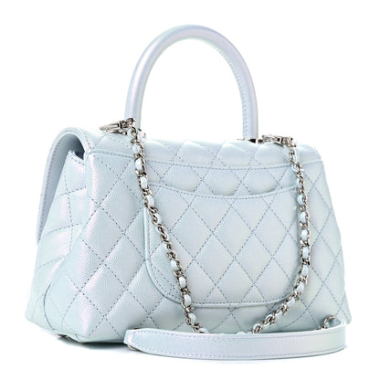 Chanel Iridescent Caviar Quilted Mini Coco Handle Flap Light Blue 3 of 10