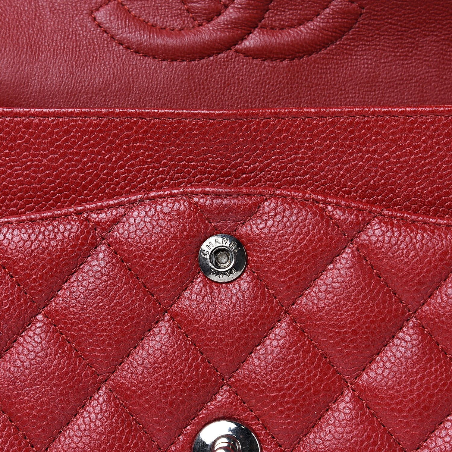 Chanel Caviar Quilted Medium Double Flap Red 14 of 15