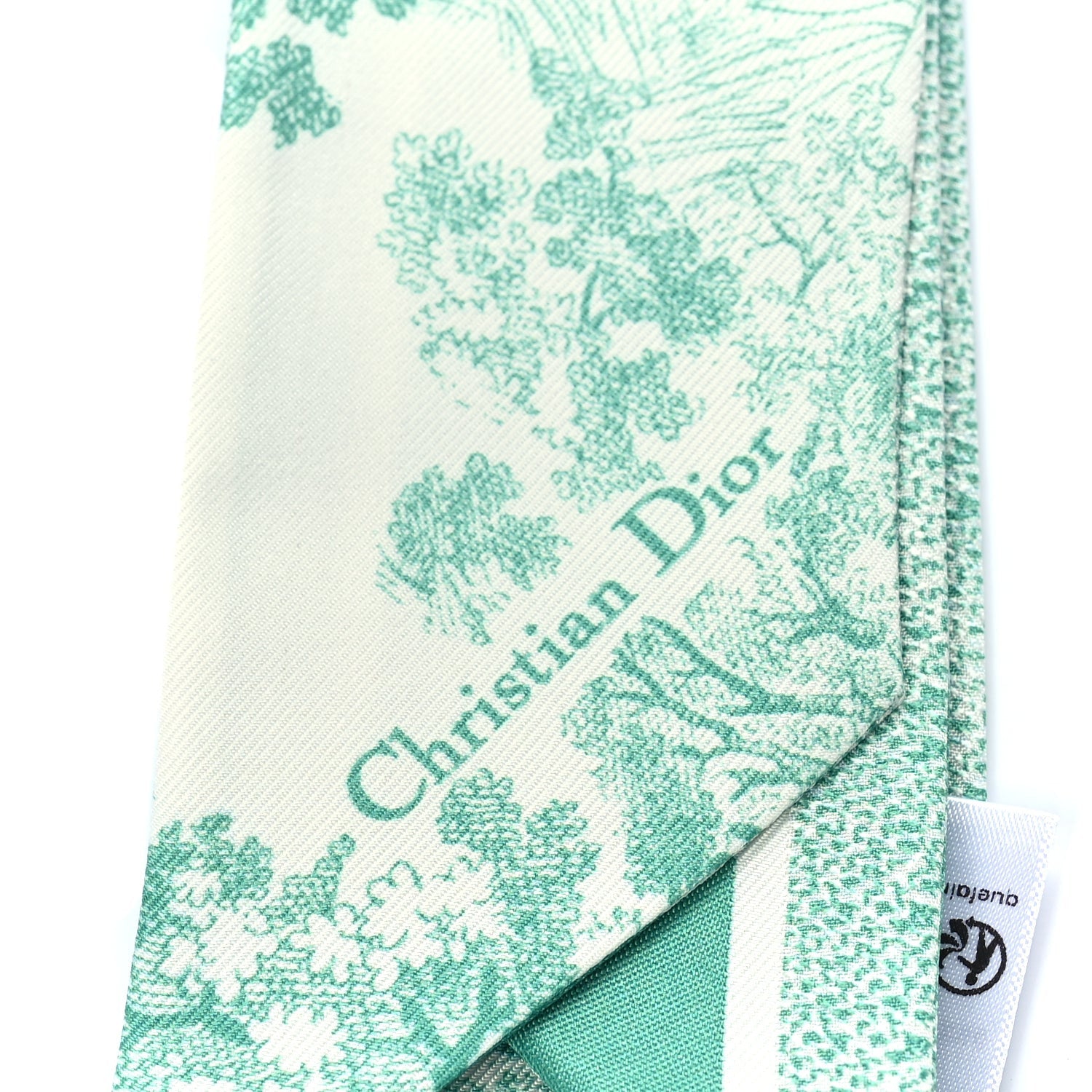 Christian Dior Silk Toile De Jouy Mitzah Scarf Green 2 of 3