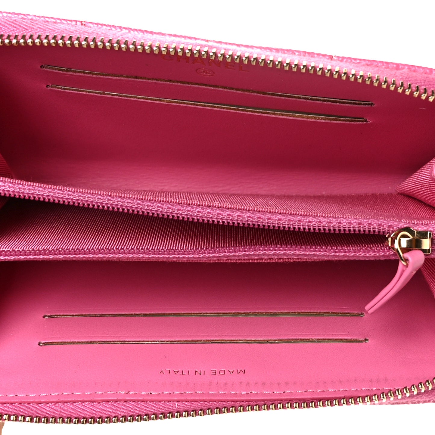 Caviar Quilted Medium Zip Around Wallet Pink