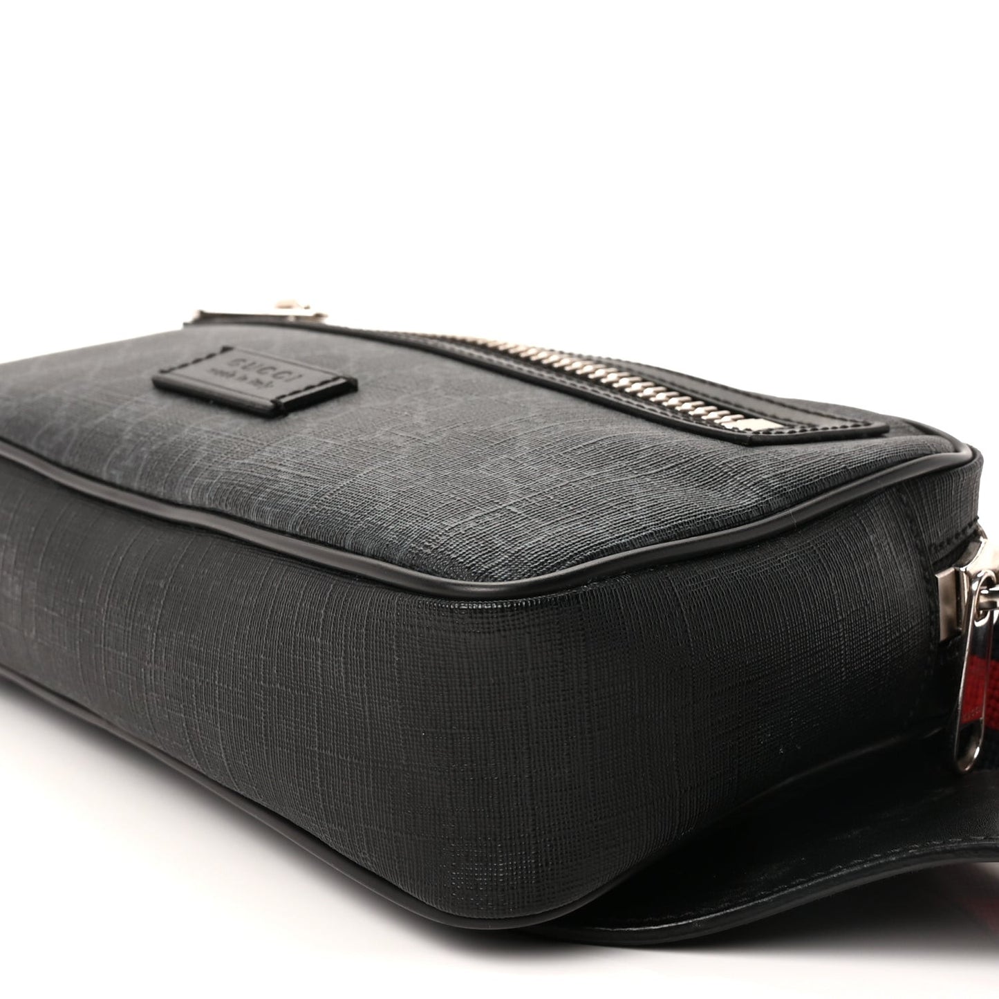 Soft GG Supreme Monogram Web Belt Bag  Black Grey