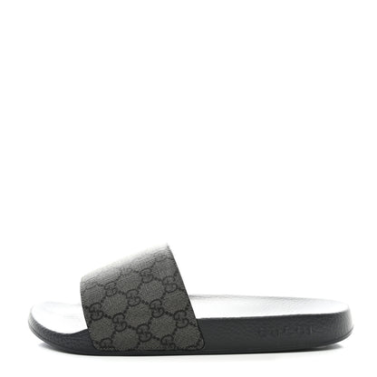 Gucci GG Supreme Monogram Mens Slide Sandals 12 Grey Black 1 of 9