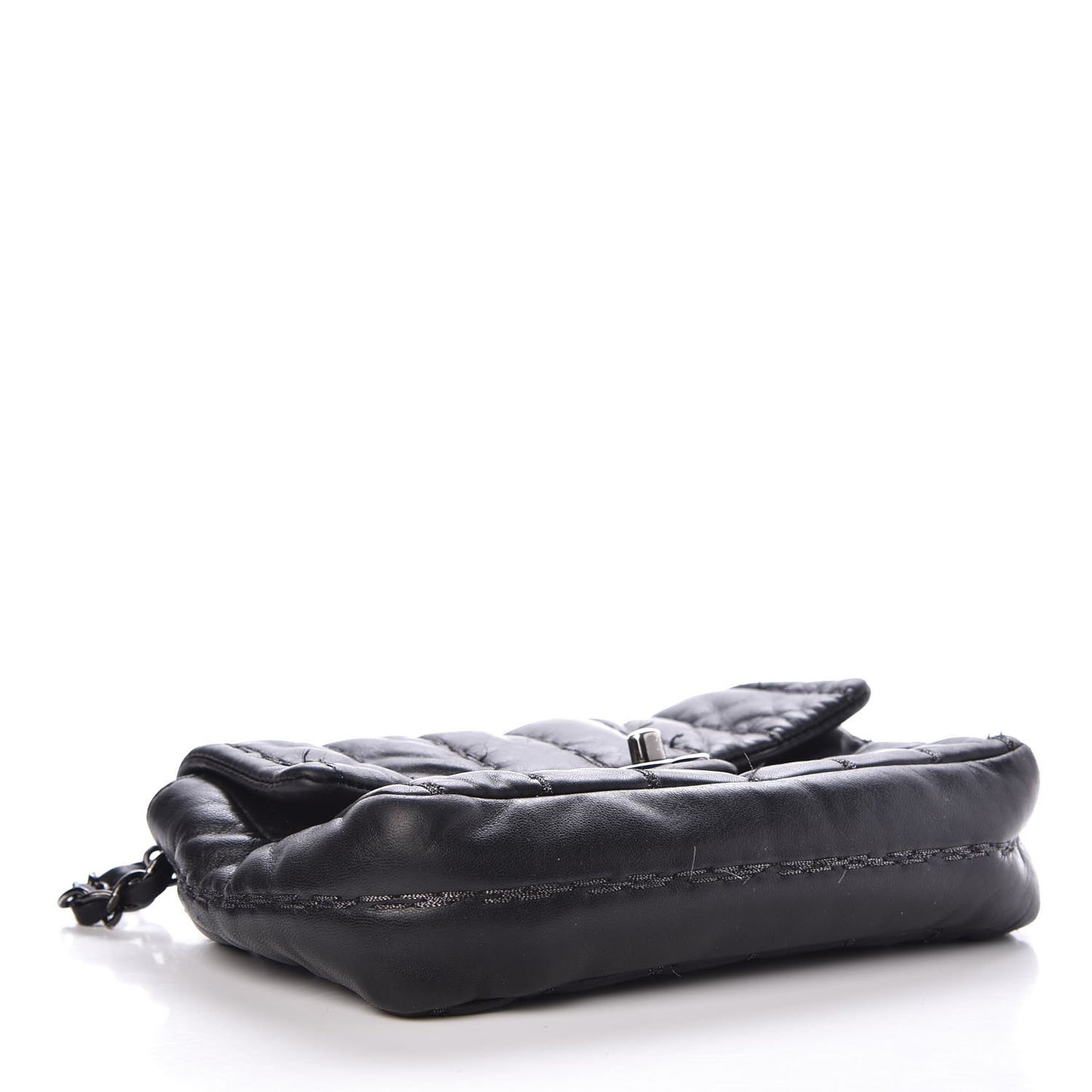 Lambskin Vertical Stitched Mini Flap Black