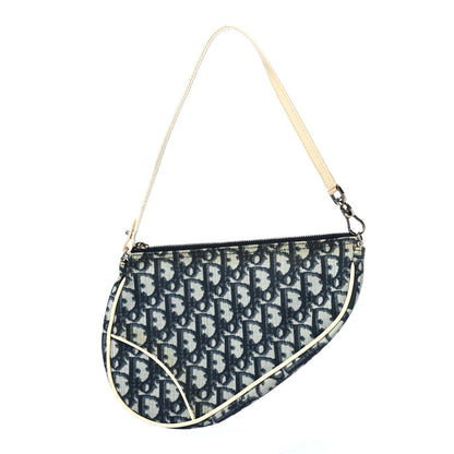 Christian Dior Monogram Mini Saddle Pochette White Blue 1 of 11