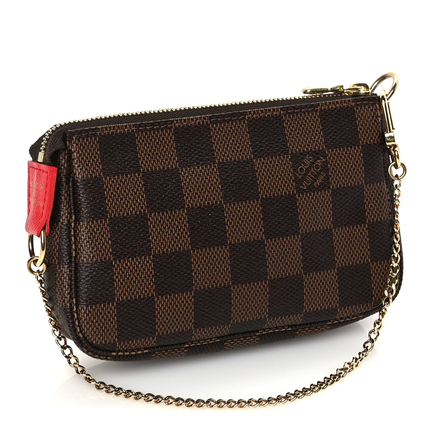 Louis Vuitton Damier Ebene 2019 Christmas Animation Mini Pochette Accessories Red 2 of 8