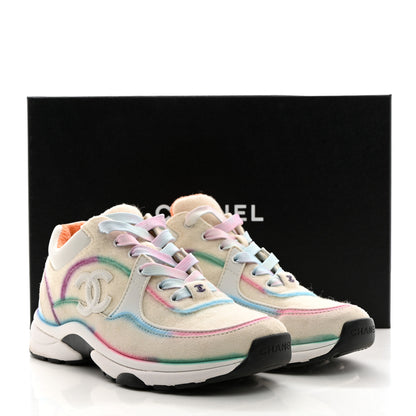 Chanel Wool Suede Calfskin CC Sneakers 36 Multicolor 9 of 9