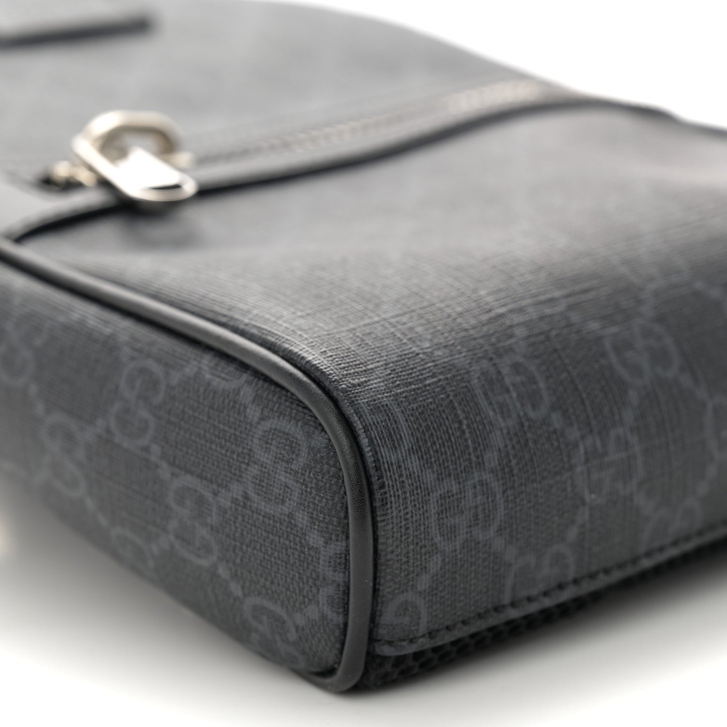 GG Supreme Monogram Calfskin Web Sling Backpack Black Grey