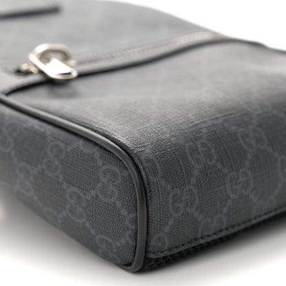 Gucci GG Supreme Monogram Calfskin Web Sling Backpack Black Grey 9 of 10