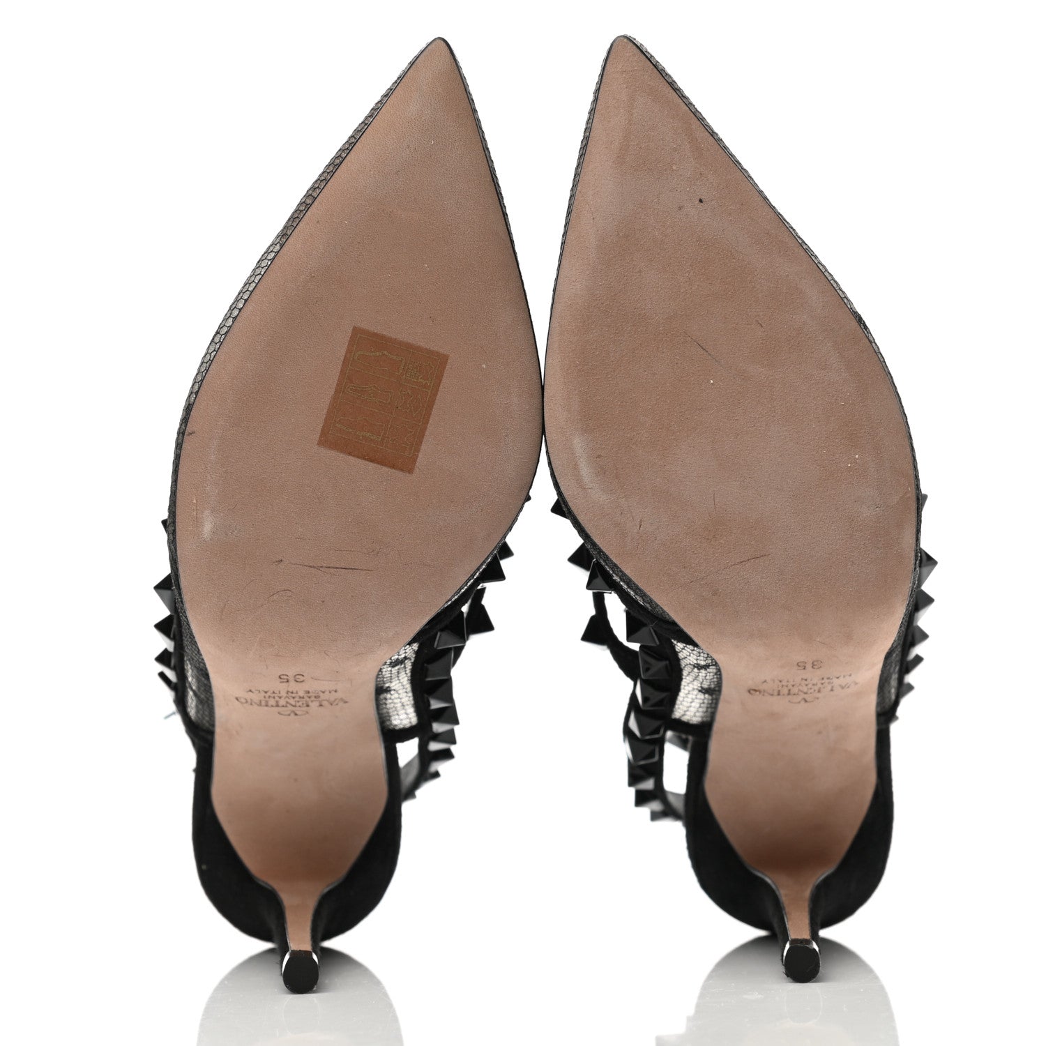 Valentino Garavani Mesh Point d'Esprit Suede Rockstud Ankle Strap 100mm Pumps 35 Black 5 of 8