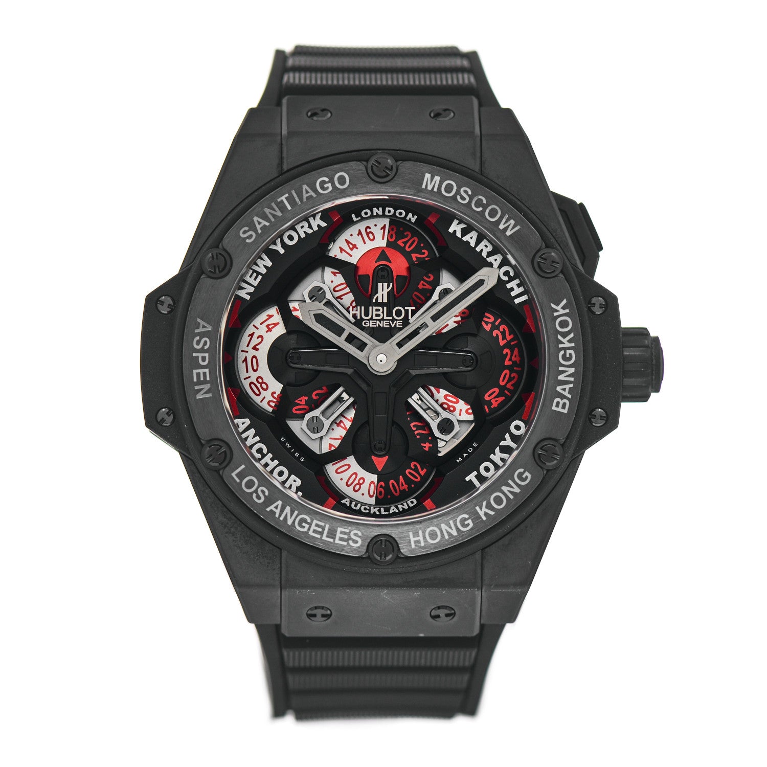 Hublot Ceramic Rubber 48mm Big Bang King Power Unico GMT Skeleton World Time Automatic Watch Black 771.CI.1170.RX 1 of 4