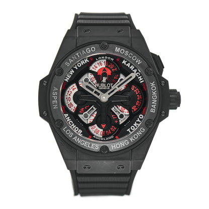 Hublot Ceramic Rubber 48mm Big Bang King Power Unico GMT Skeleton World Time Automatic Watch Black 771.CI.1170.RX 1 of 4
