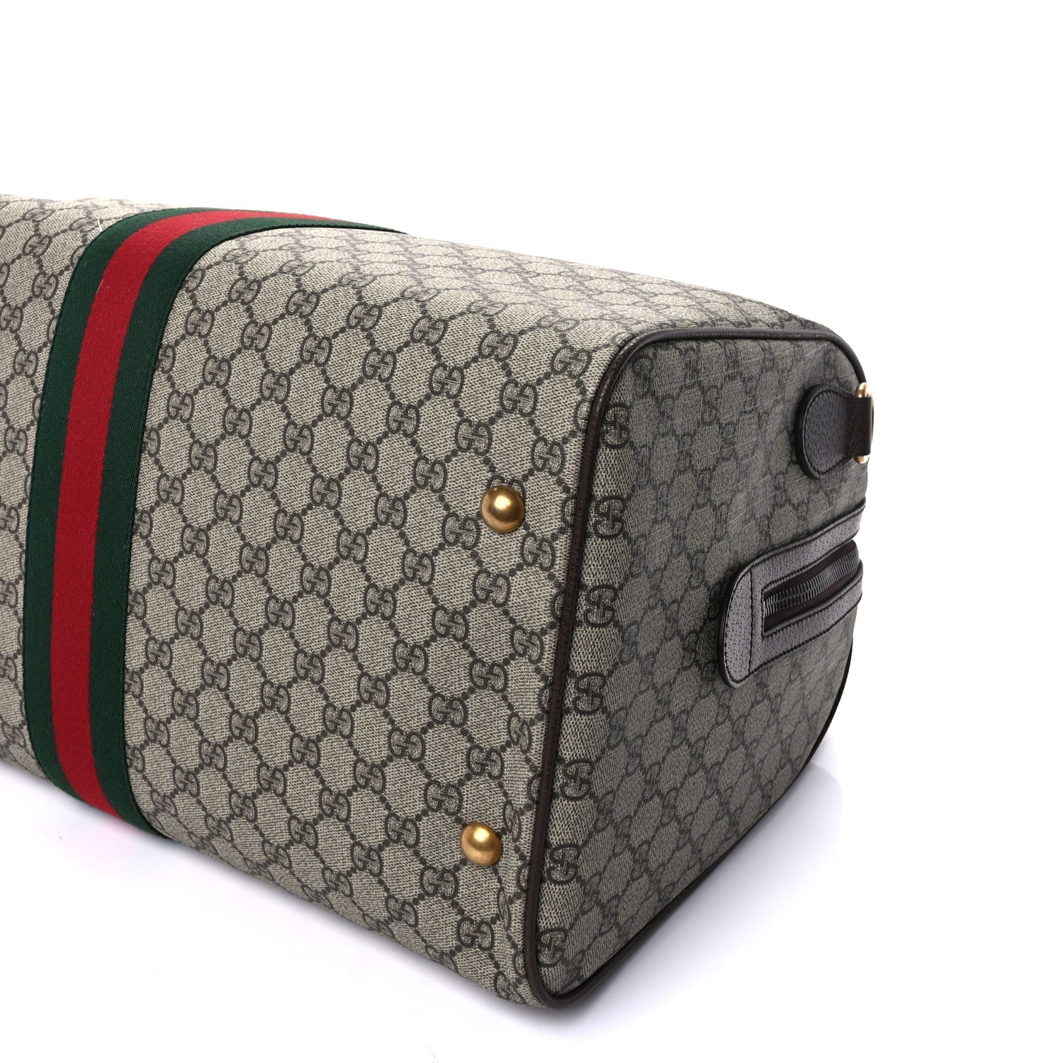 Gucci GG Supreme Monogram Textured Dollar Calfskin Web Large Savoy Duffle Bag Beige Ebony New Acero 8 of 8