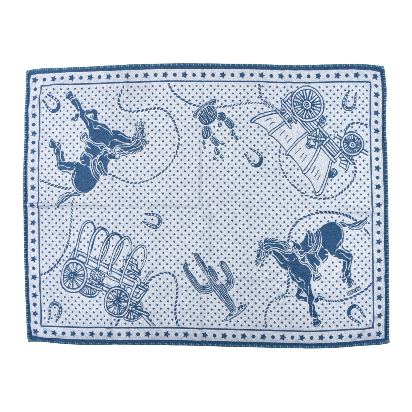 Wool Cashmere Western And Company Blanket Cobalt
