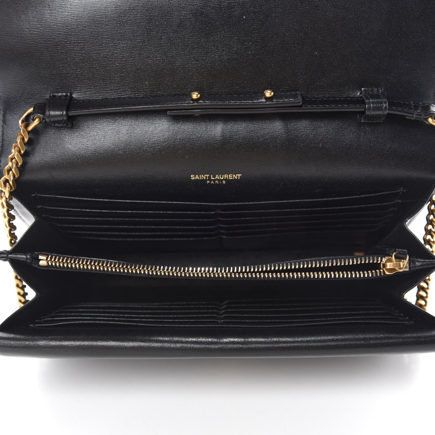 Saint Laurent Smooth Calfskin Monogram Sulpice Chain Wallet Black 5 of 11