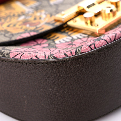 Gucci GG Supreme Monogram Bengal Web Medium Padlock Messenger Shoulder Bag Beige Pink 9 of 28