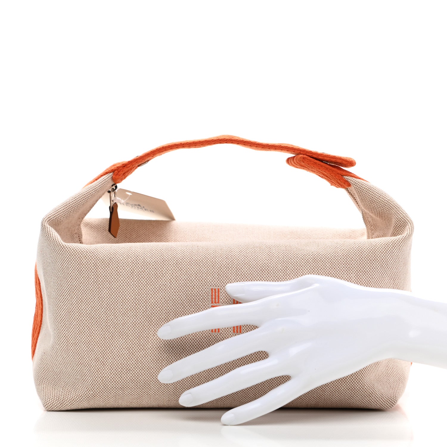 Hermes Canvas Large Bride-A-Brac Pouch Natural Orange 2 of 8