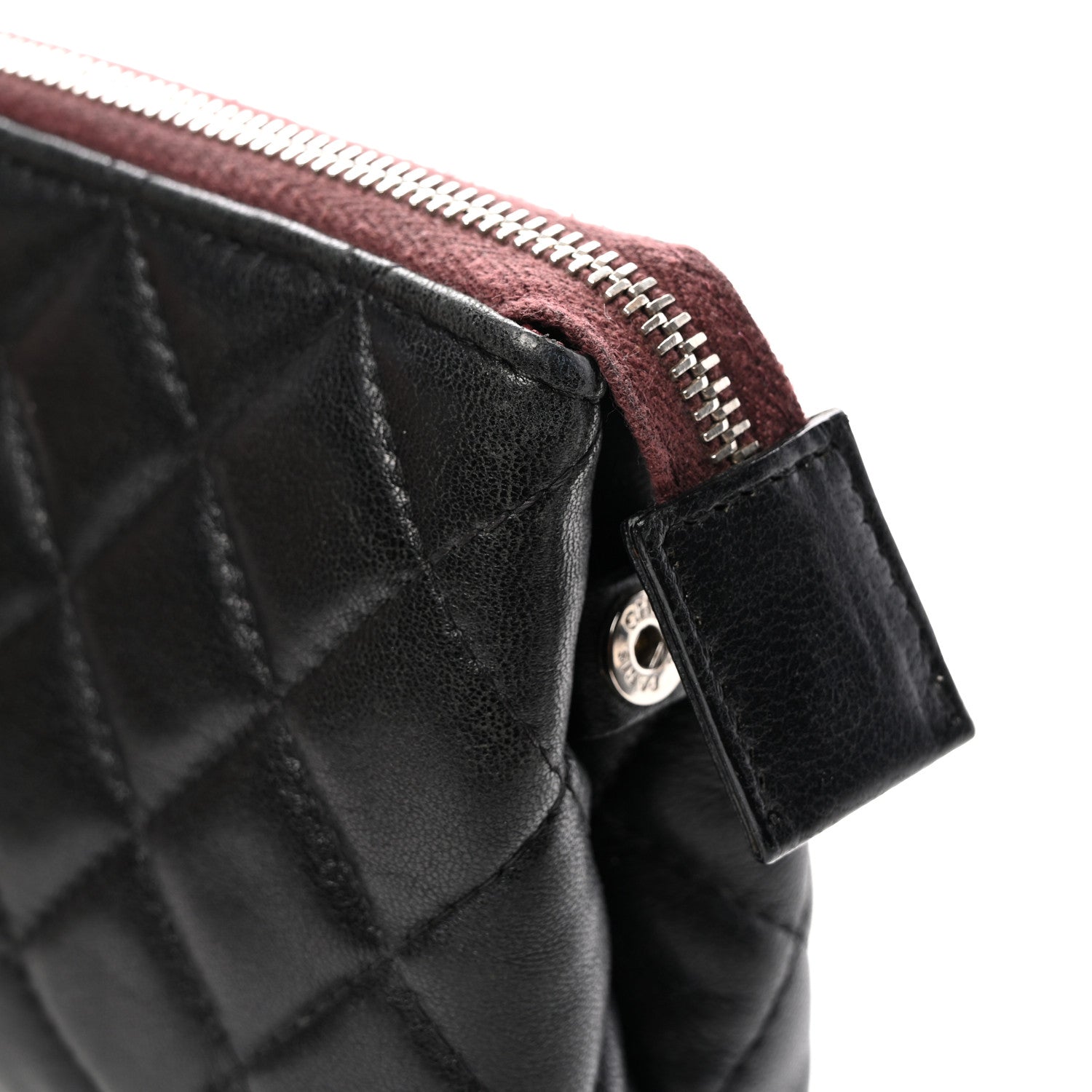Chanel Lambskin Quilted Cosmetic Pouch Black 8 of 8