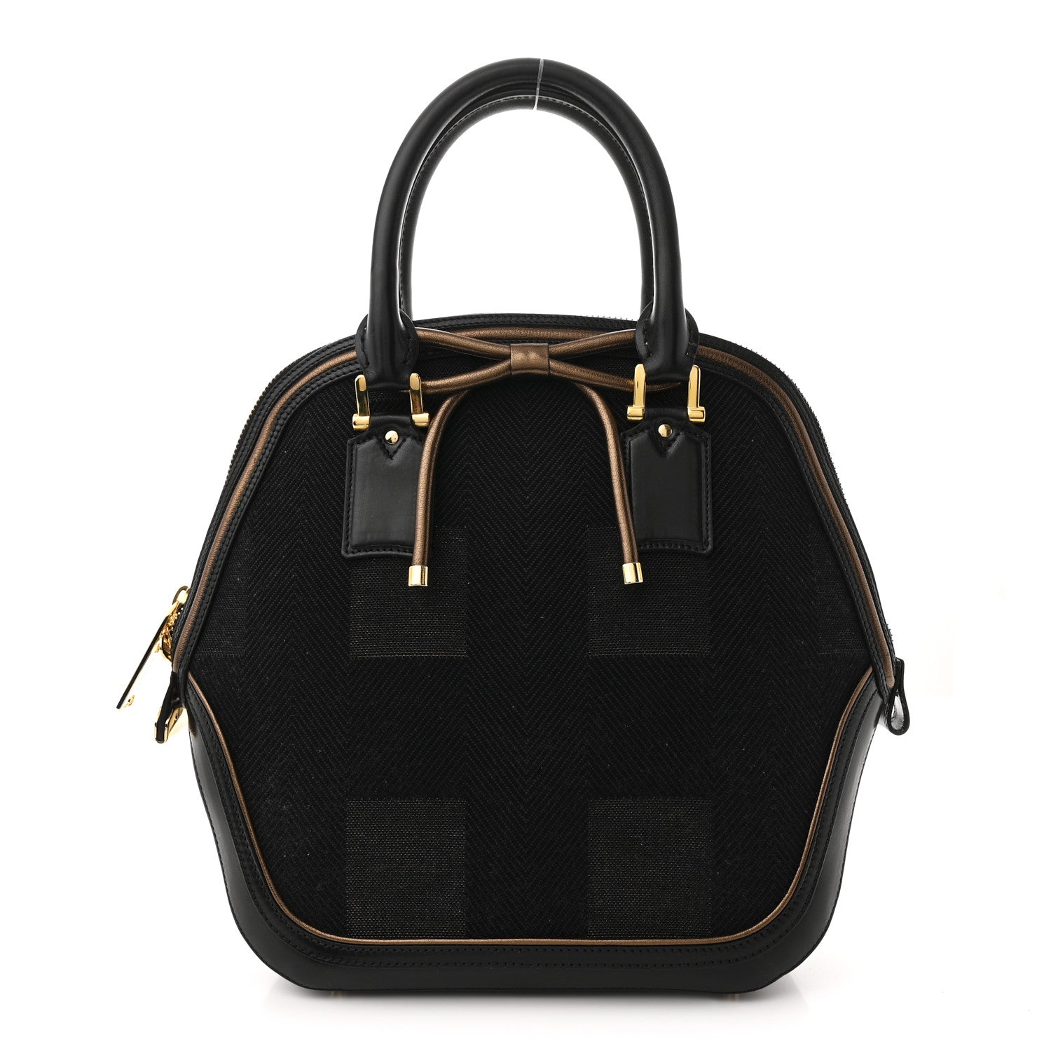 Burberry Prorsum Check Jacquard Orchard Bowling Bag Gold Black 1 of 13