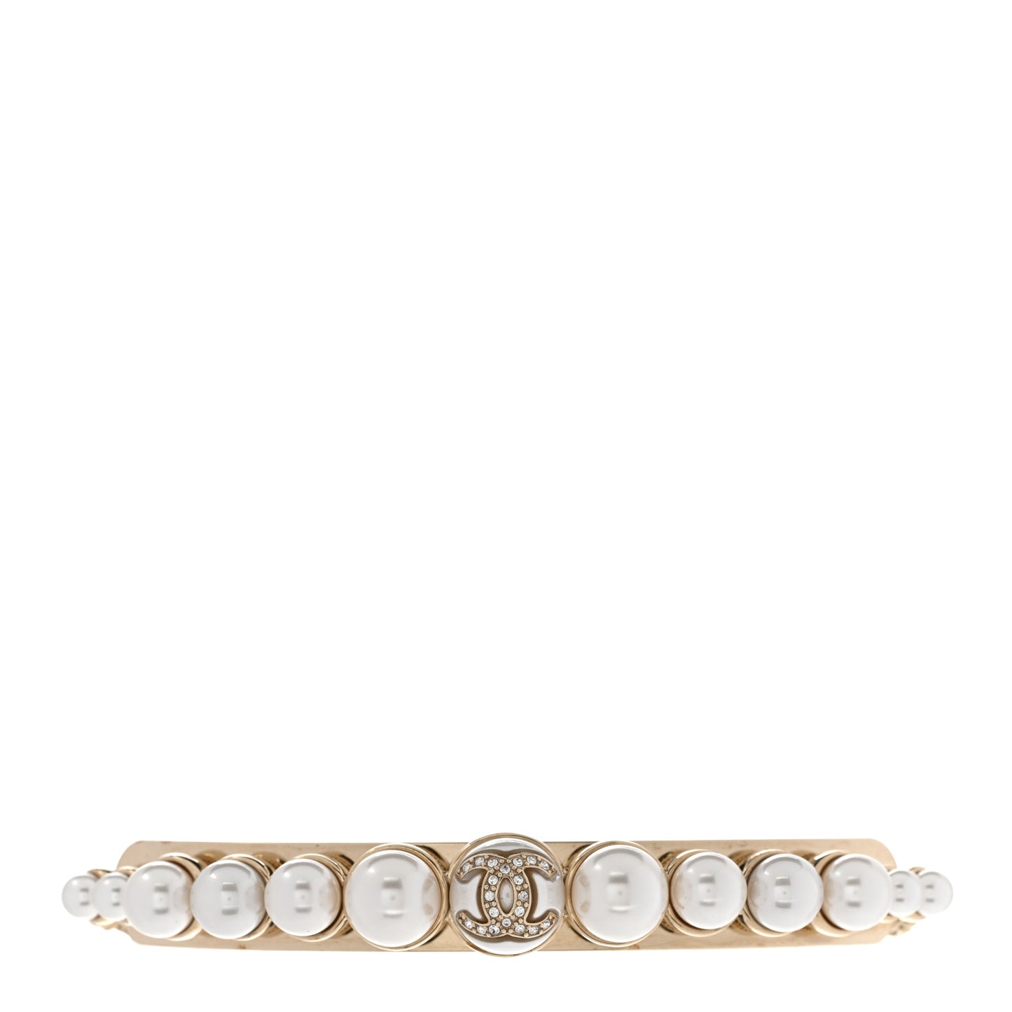 Pearl Crystal CC Choker Necklace Gold Pearly White