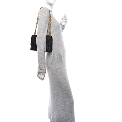 Saint Laurent Calfskin Crocodile Embossed Medium Monogram Sunset Black 2 of 9