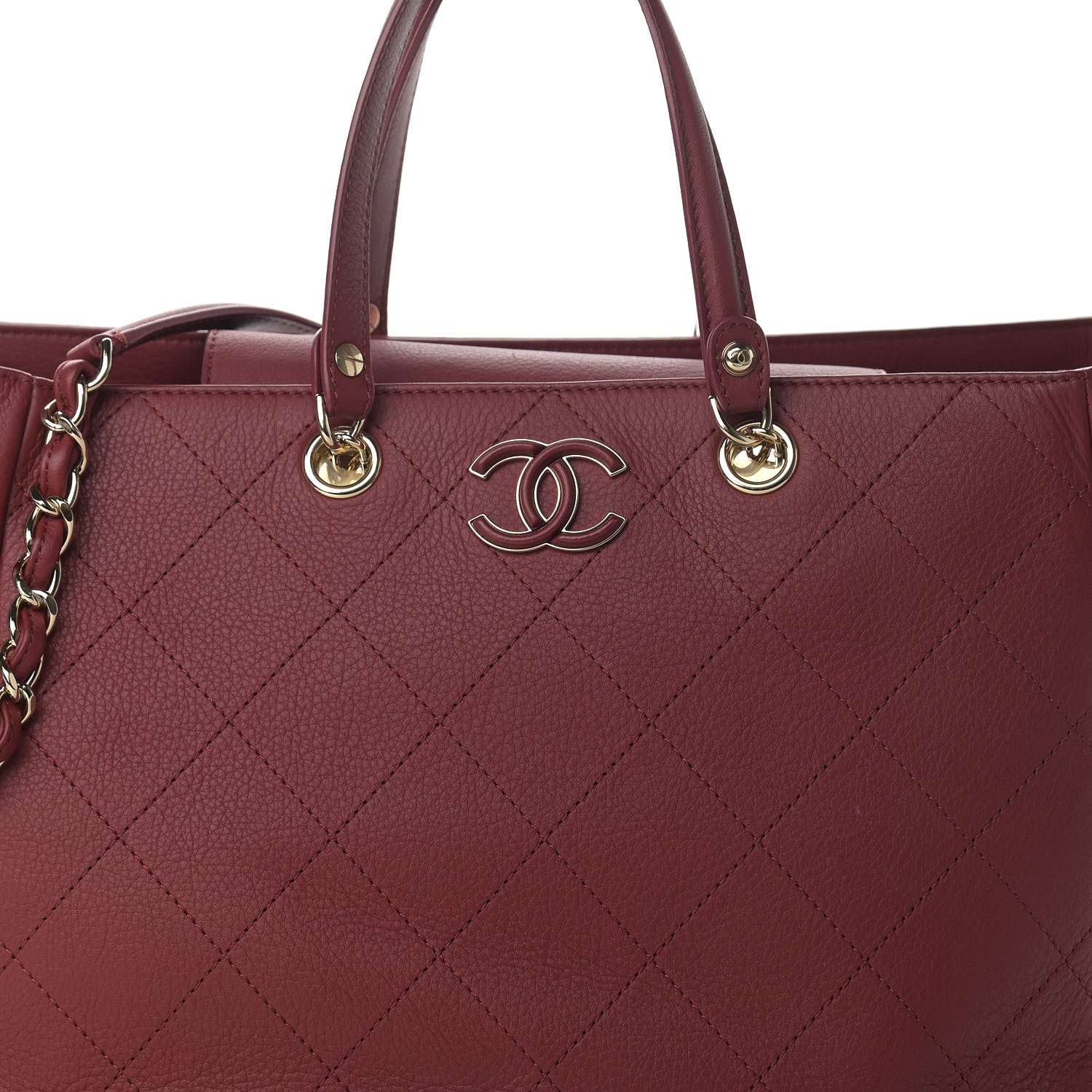 Chanel Bullskin Stitched Medium Shopping Bag Burgundy 8 of 15
