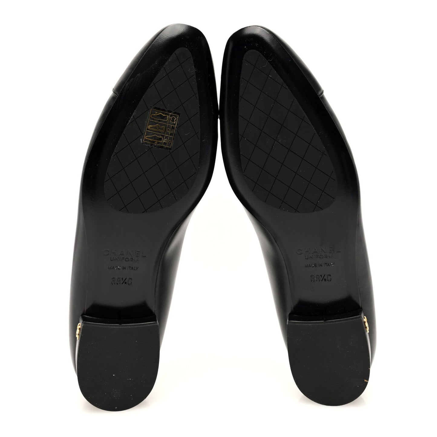 Lambskin Cap Toe CC Uniform Ballerina Flats 38.5 Black