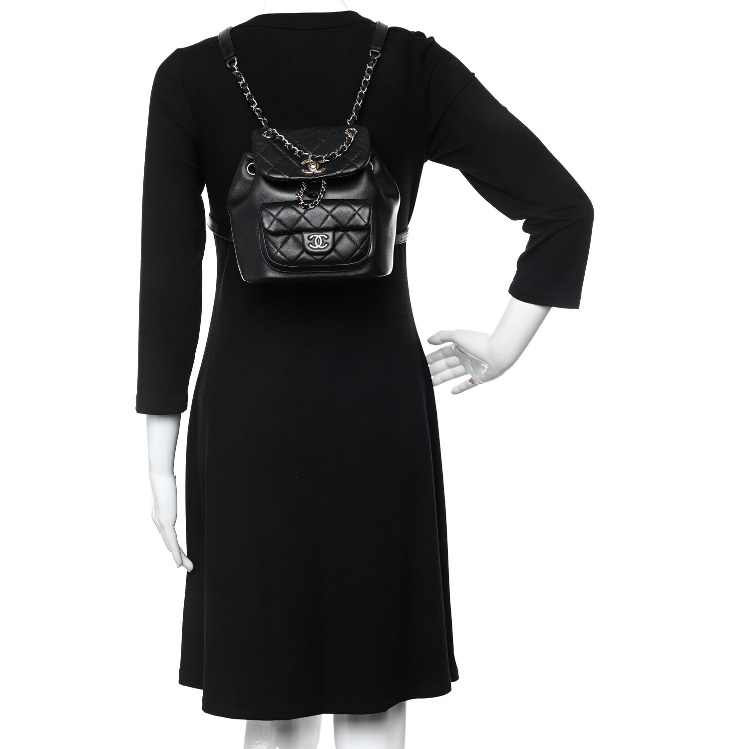 Chanel Lambskin Quilted Small Duma Drawstring Backpack Black 2 of 11