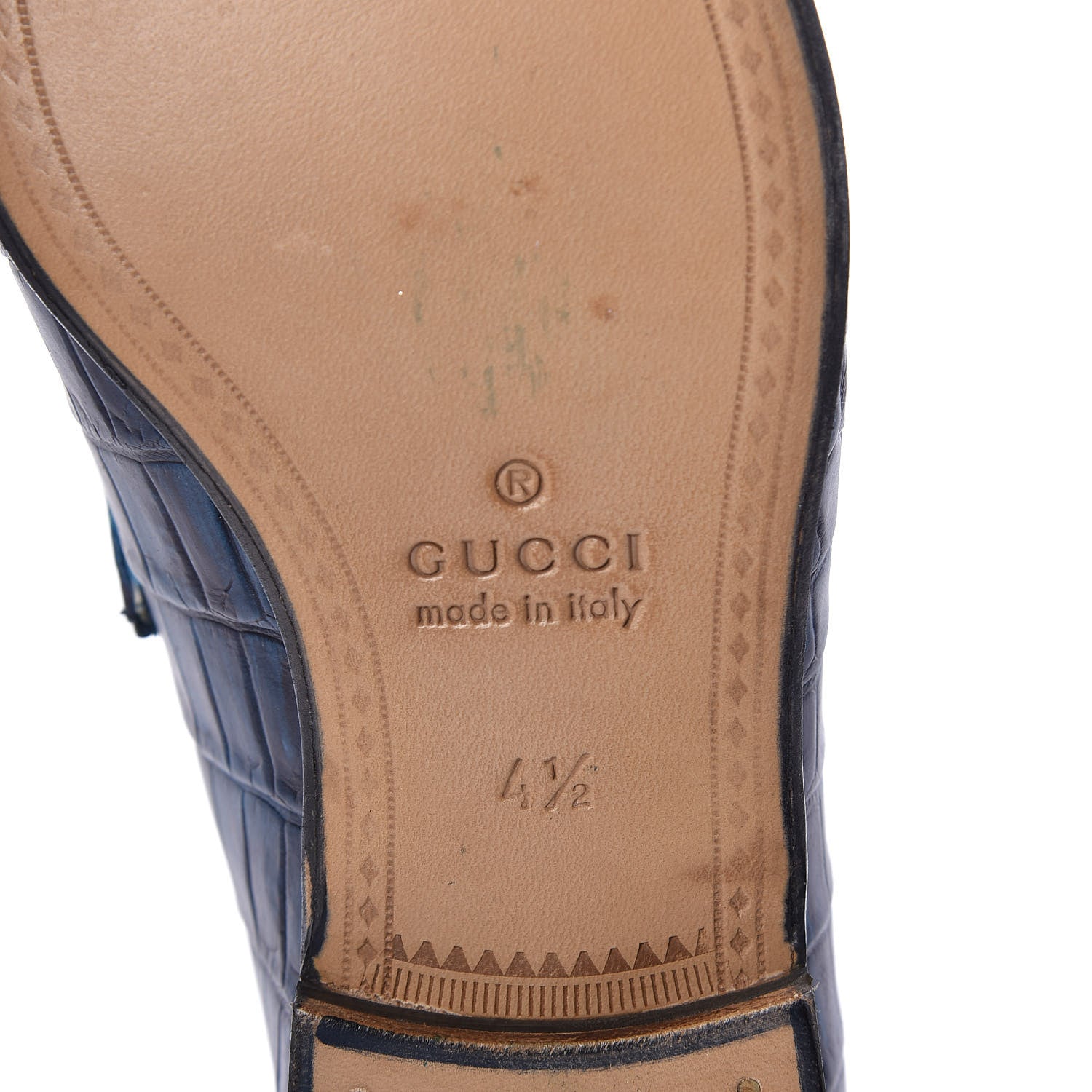 Gucci Crocodile Womens 1953 Horsebit Loafers 4.5 Blue 6 of 8