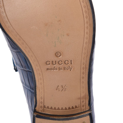 Gucci Crocodile Womens 1953 Horsebit Loafers 4.5 Blue 6 of 8