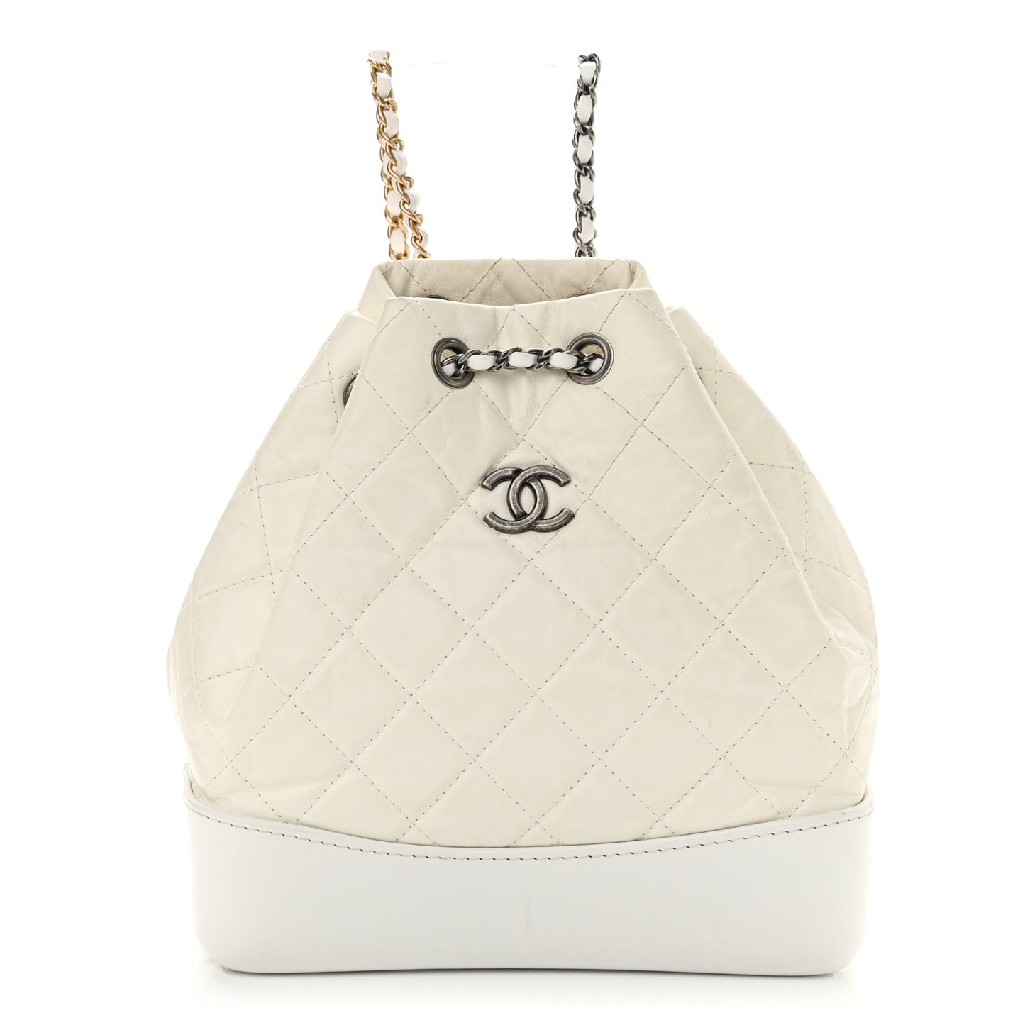 Aged Calfskin Quilted Small Gabrielle Backpack White