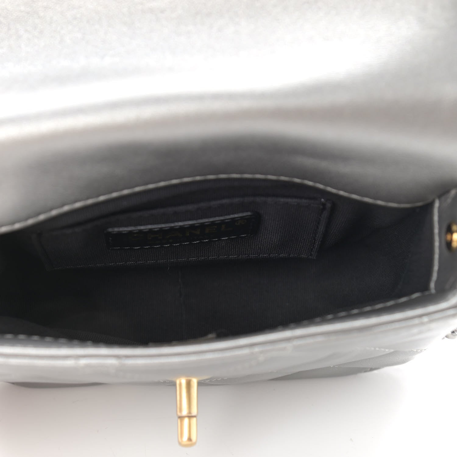 Chanel Metallic Lambskin Quilted Mini Side Note Flap Grey 5 of 10