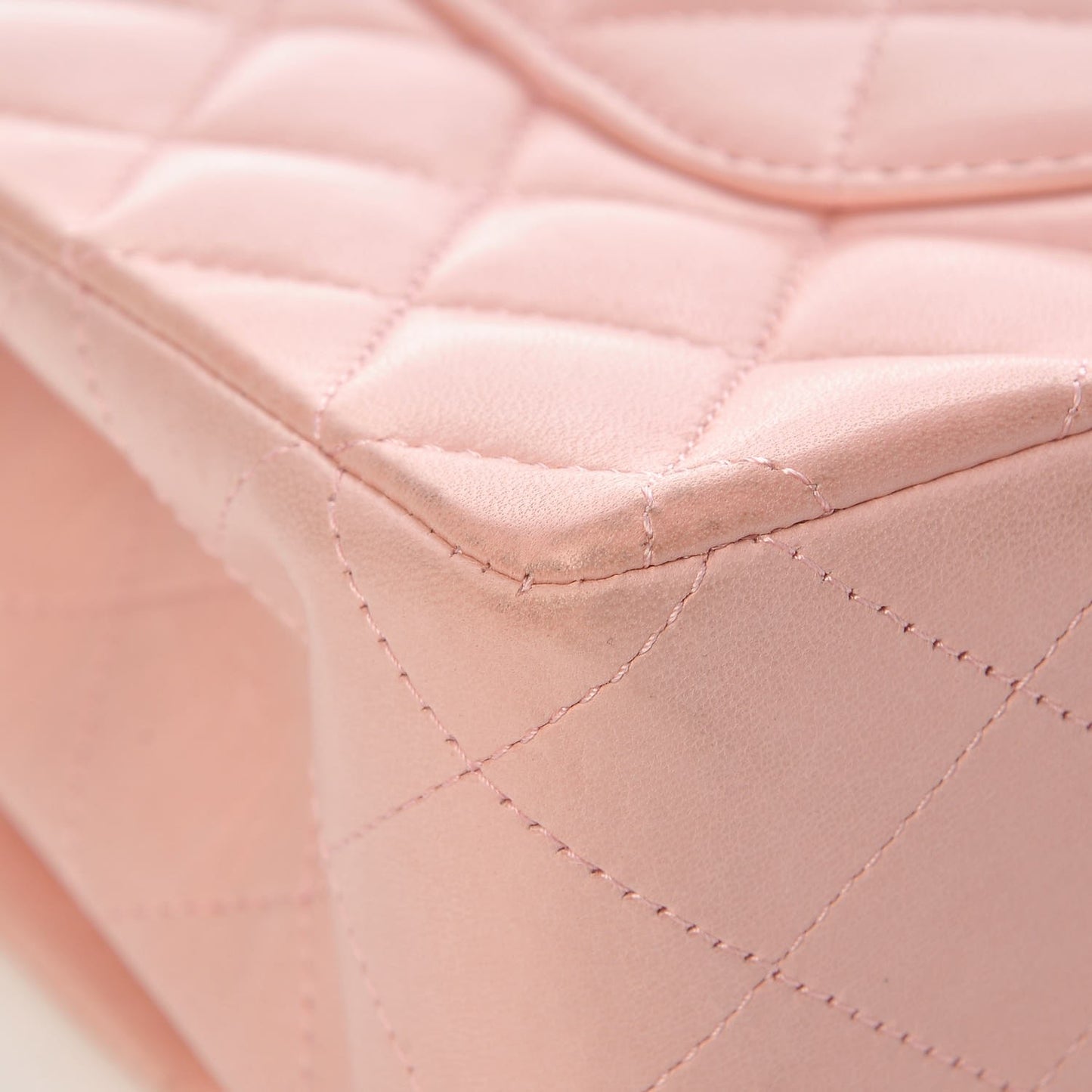 Lambskin Quilted Medium Double Flap Light Pink