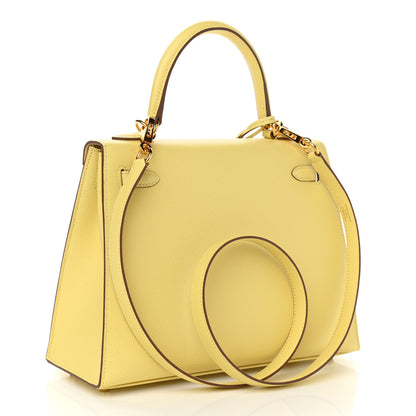 Hermes Epsom Kelly Sellier 25 Jaune Poussin 3 of 11