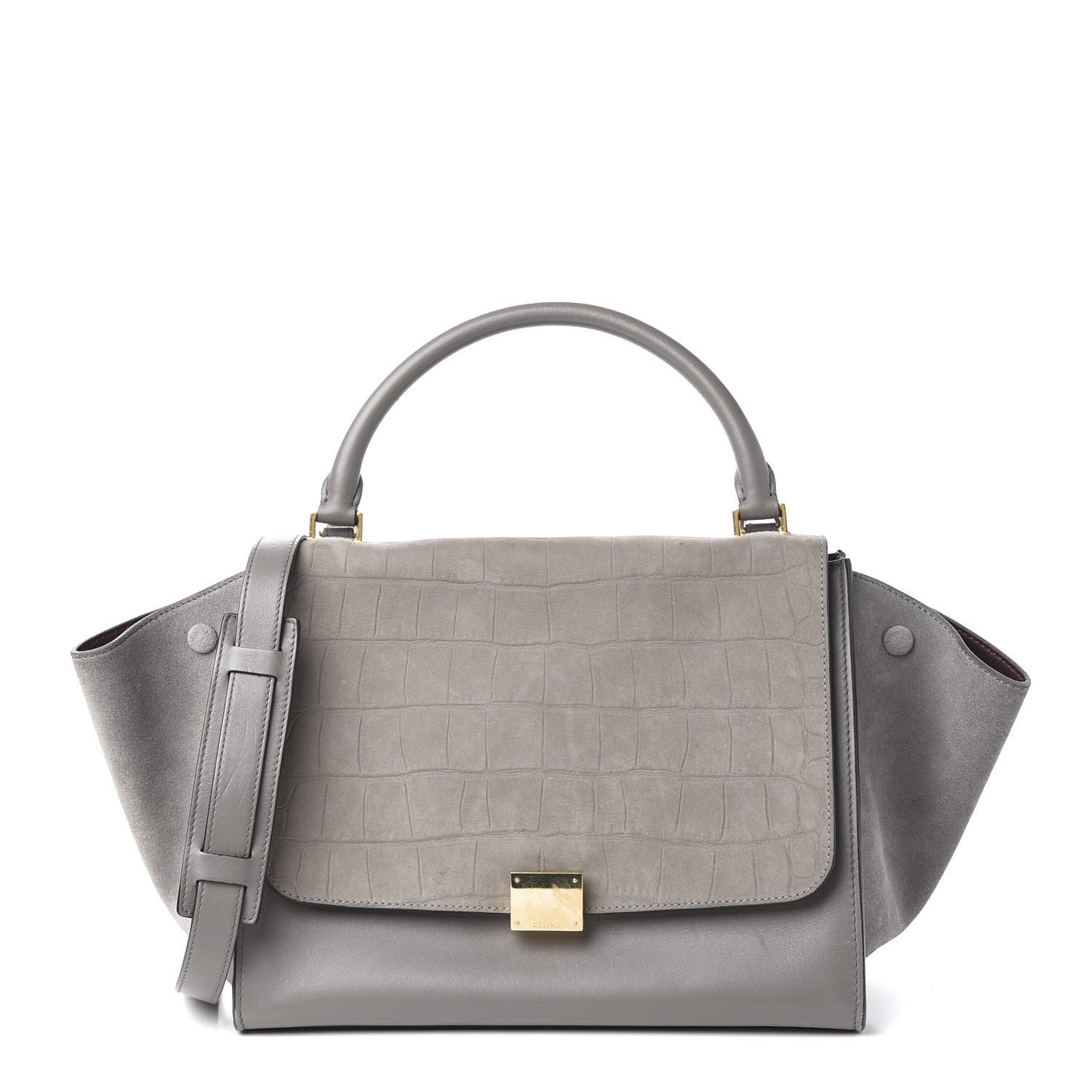 Crocodile Embossed Nubuck Medium Trapeze Grey