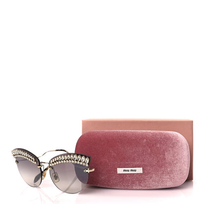Miu Miu Metal Crystal Cat Eye Sunglasses SMU58T Gold Grey 8 of 8